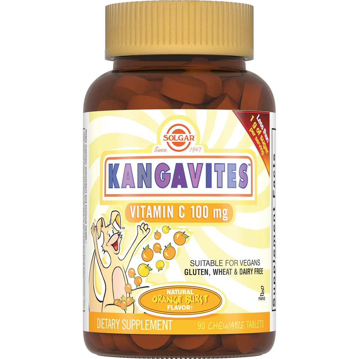 Solgar Кангавитес с витамином С 100мг со вкусом апельсина №90 табл /028043/