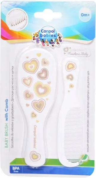 Canpol Newborn baby щетка натуральная мягкая с гребнем белая