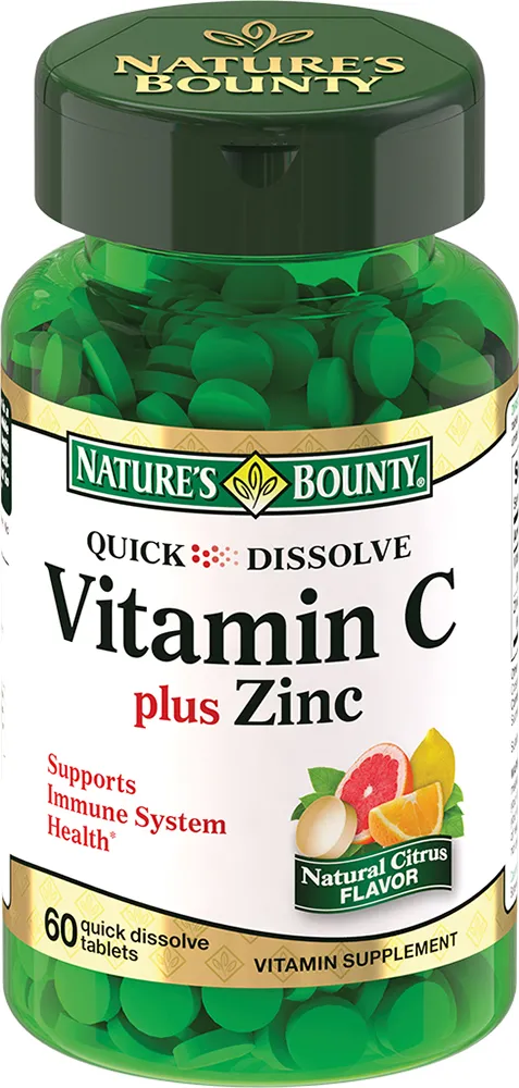 Nature's Bounty Витамин C Плюс Цинк таблетки быстрорастворимые 60 шт