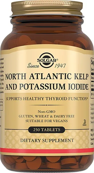 Solgar Йод из бурых водорослей и йодида калия 200мкг №250 табл /015005/