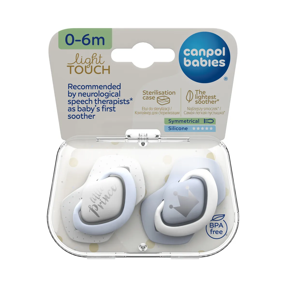 Canpol Royal Baby соска-пустышка силиконовая симметричная голубая №2 от 0-6 мес