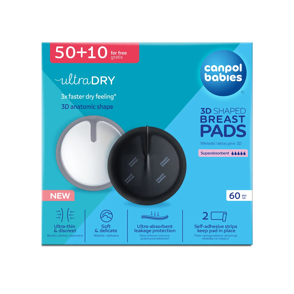 Canpol вкладыши лактационные ультравпитывающие 3D №60