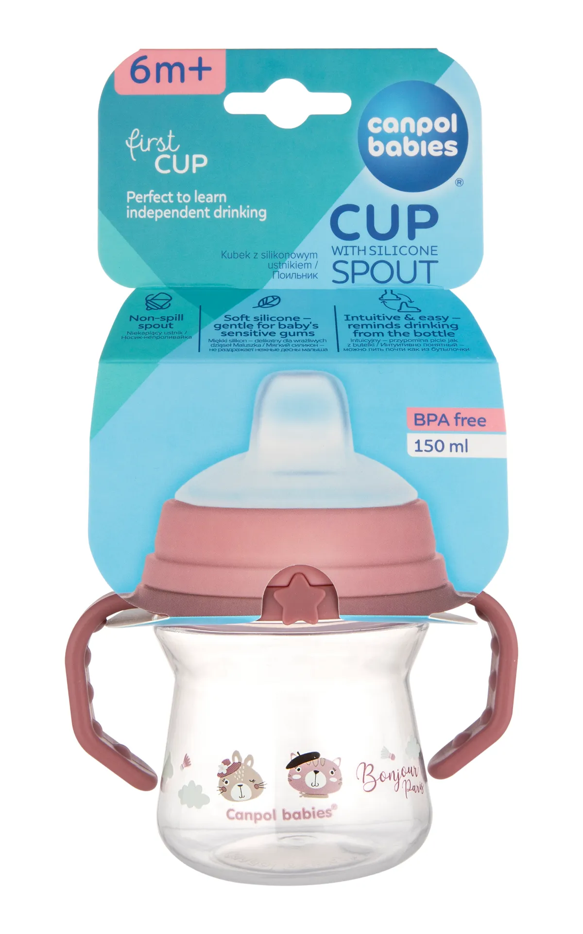 Canpol FirstCup поильник непроливающийся с мягким носиком 150 мл