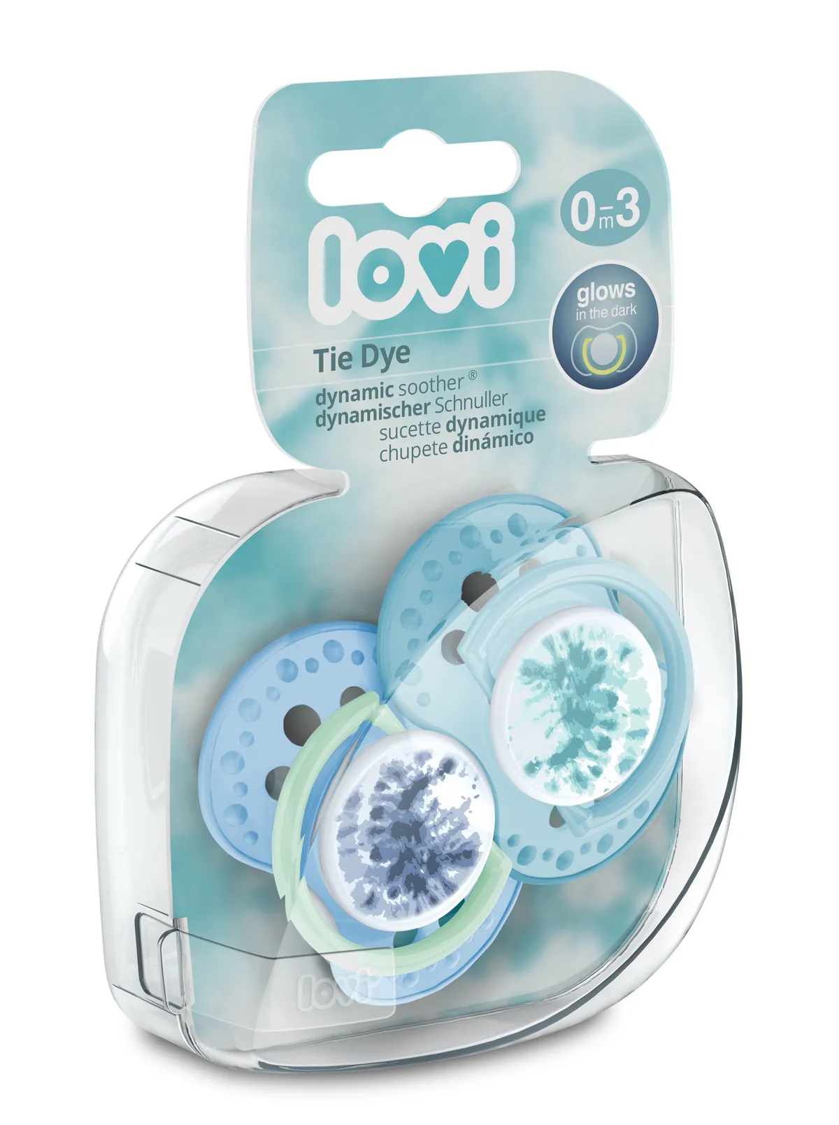 LOVI соска-пустышка динамическая TIE DYE для мальчика 0-3 мес.